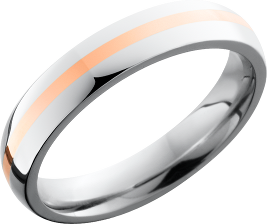 Cobalt chrome 4mm domed band with a 1mm inlay of 14K Rose Gold