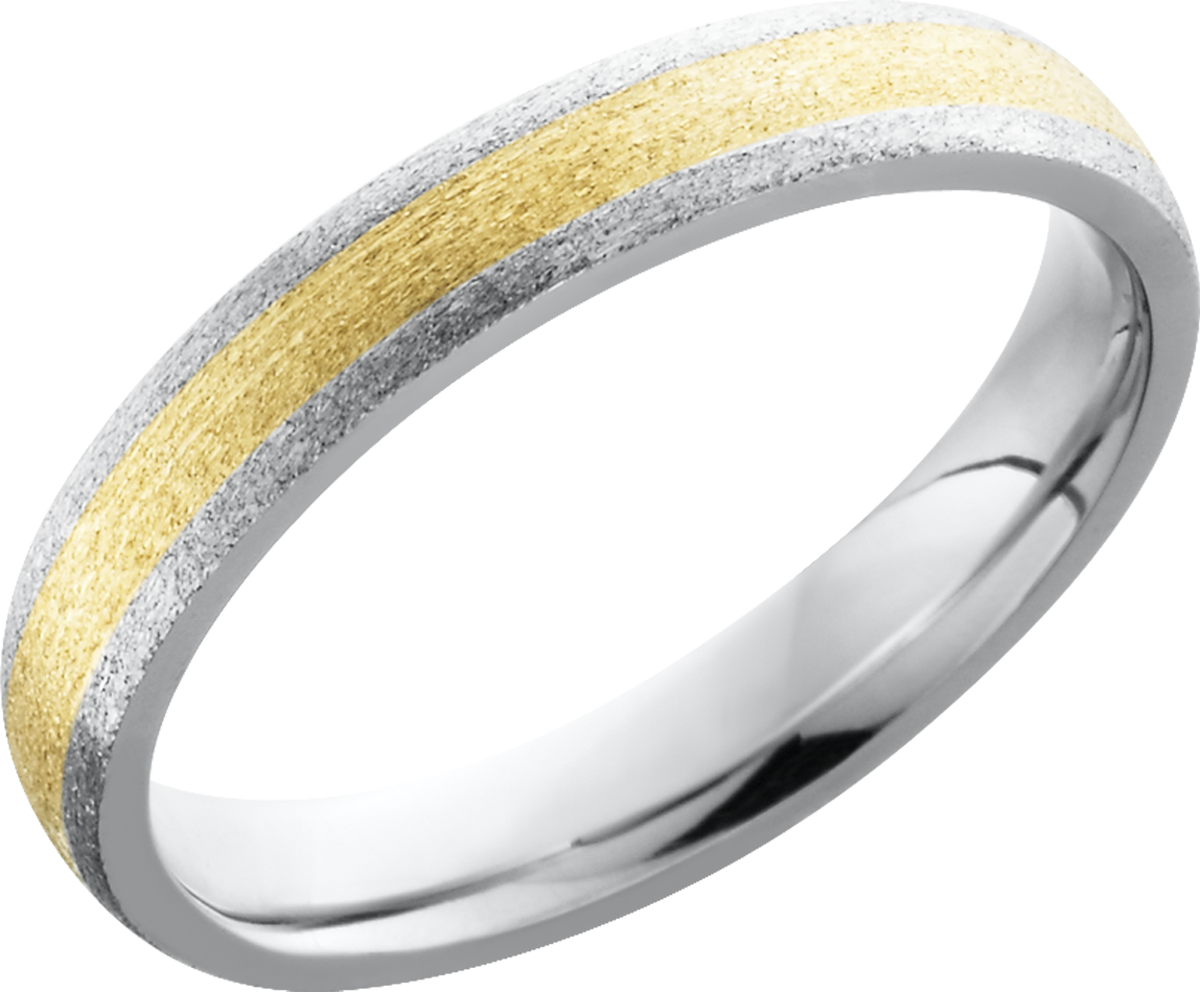 Cobalt chrome 4mm domed band with a 2mm inlay of 14K Yellow Gold