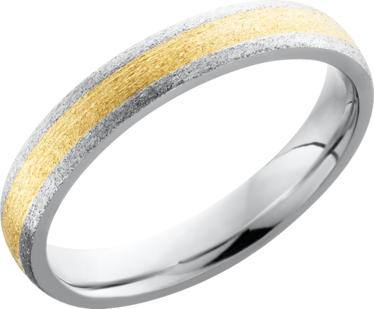 Cobalt chrome 4mm domed band with a 2mm inlay of 14K Yellow Gold