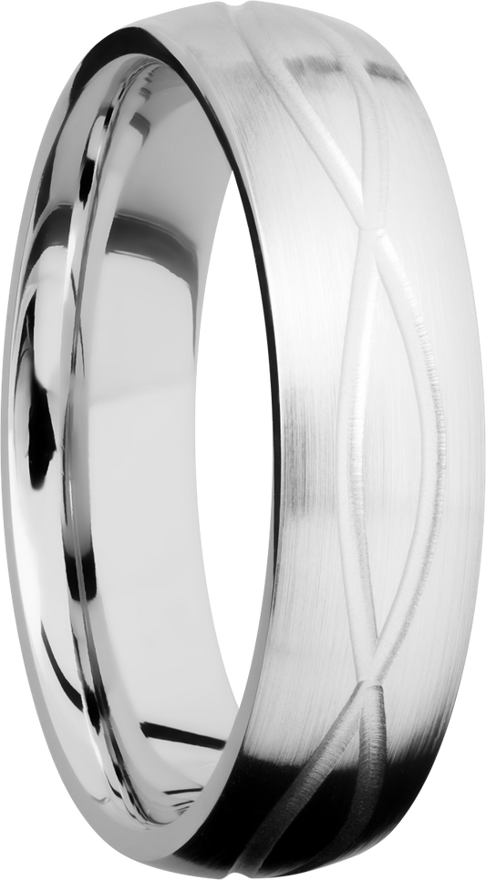 Cobalt chrome 6mm domed band with laser-carved infinity pattern