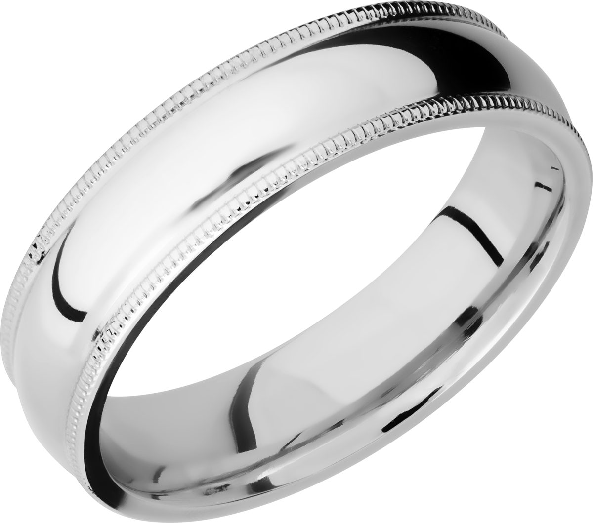 Cobalt chrome 6mm domed band with milgrain detail