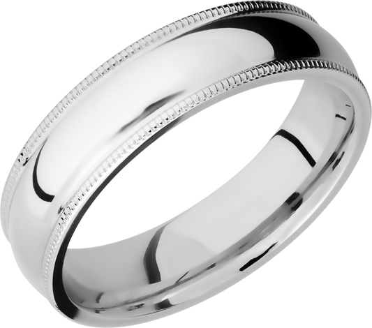 Cobalt chrome 6mm domed band with milgrain detail