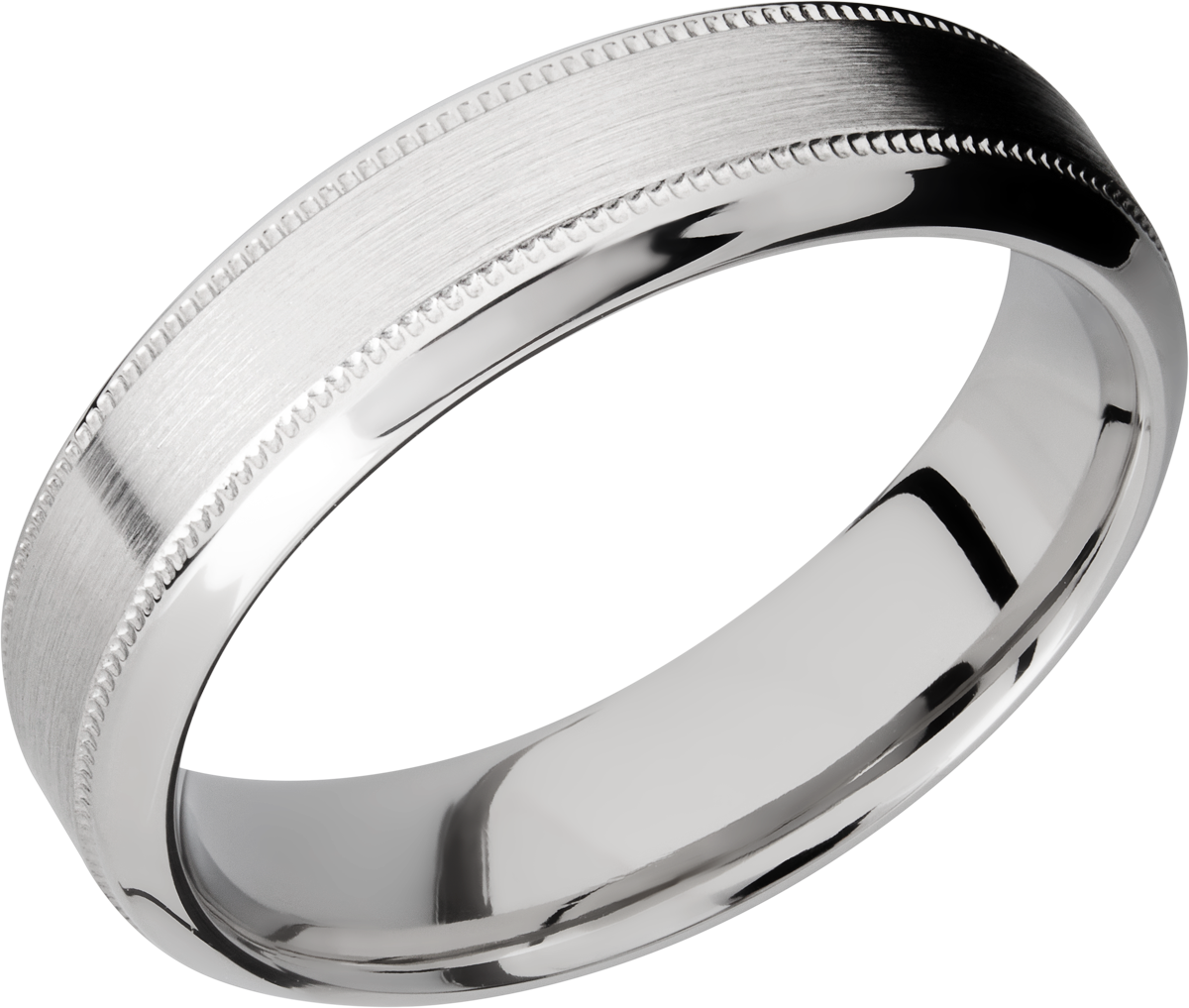 Cobalt chrome 6mm high-beveled band with reverse milgrain detail