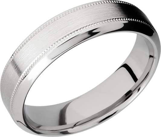 Cobalt chrome 6mm high-beveled band with reverse milgrain detail