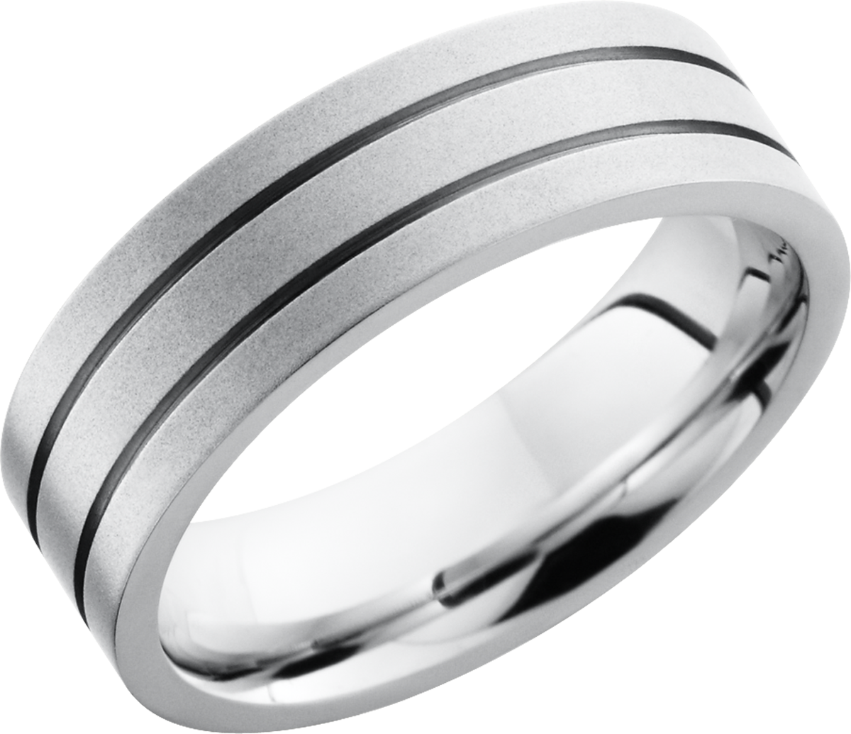 Cobalt chrome 7mm flat band with 2, .5mm grooves