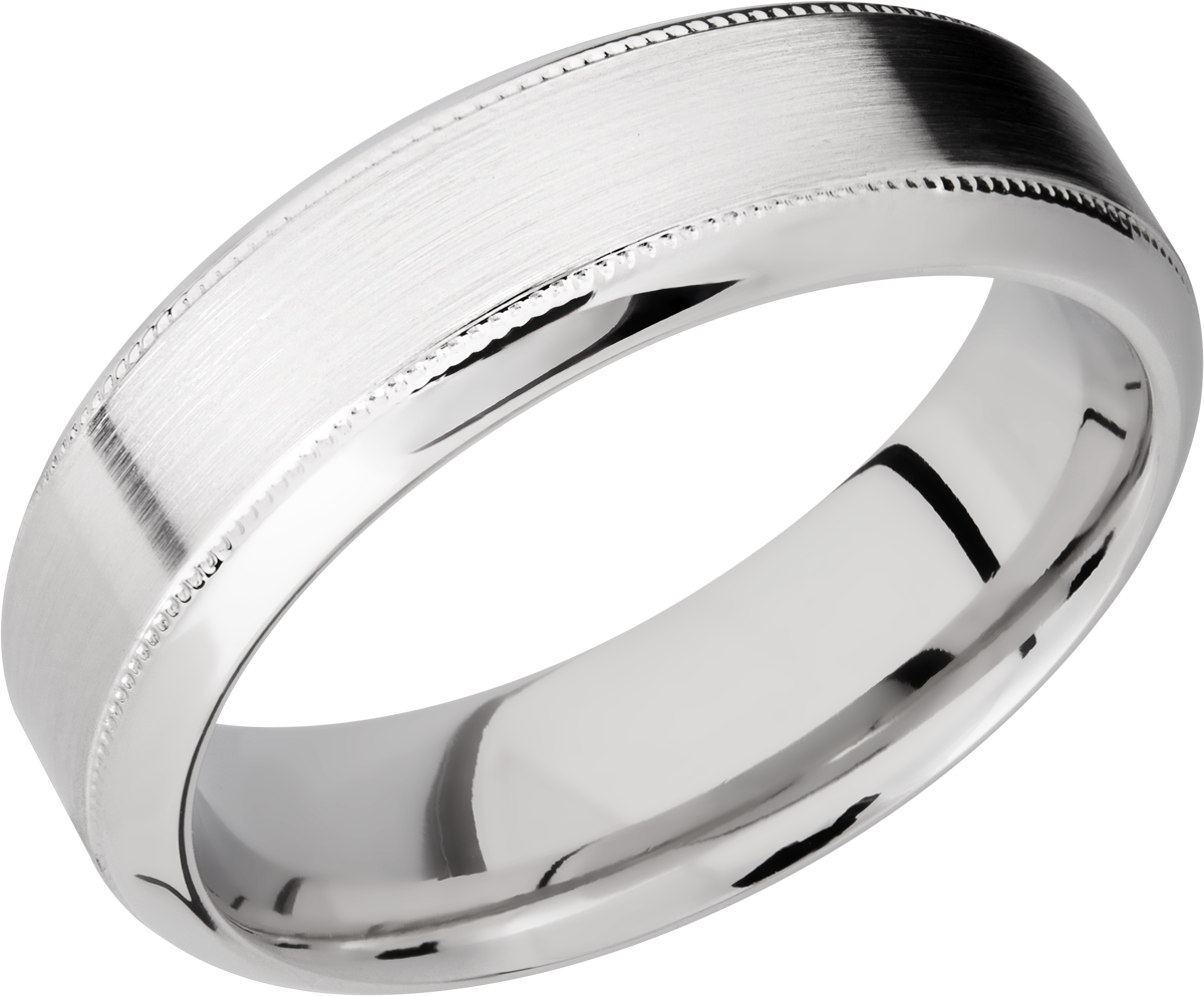 Cobalt chrome 7mm beveled band with reverse milgrain detail