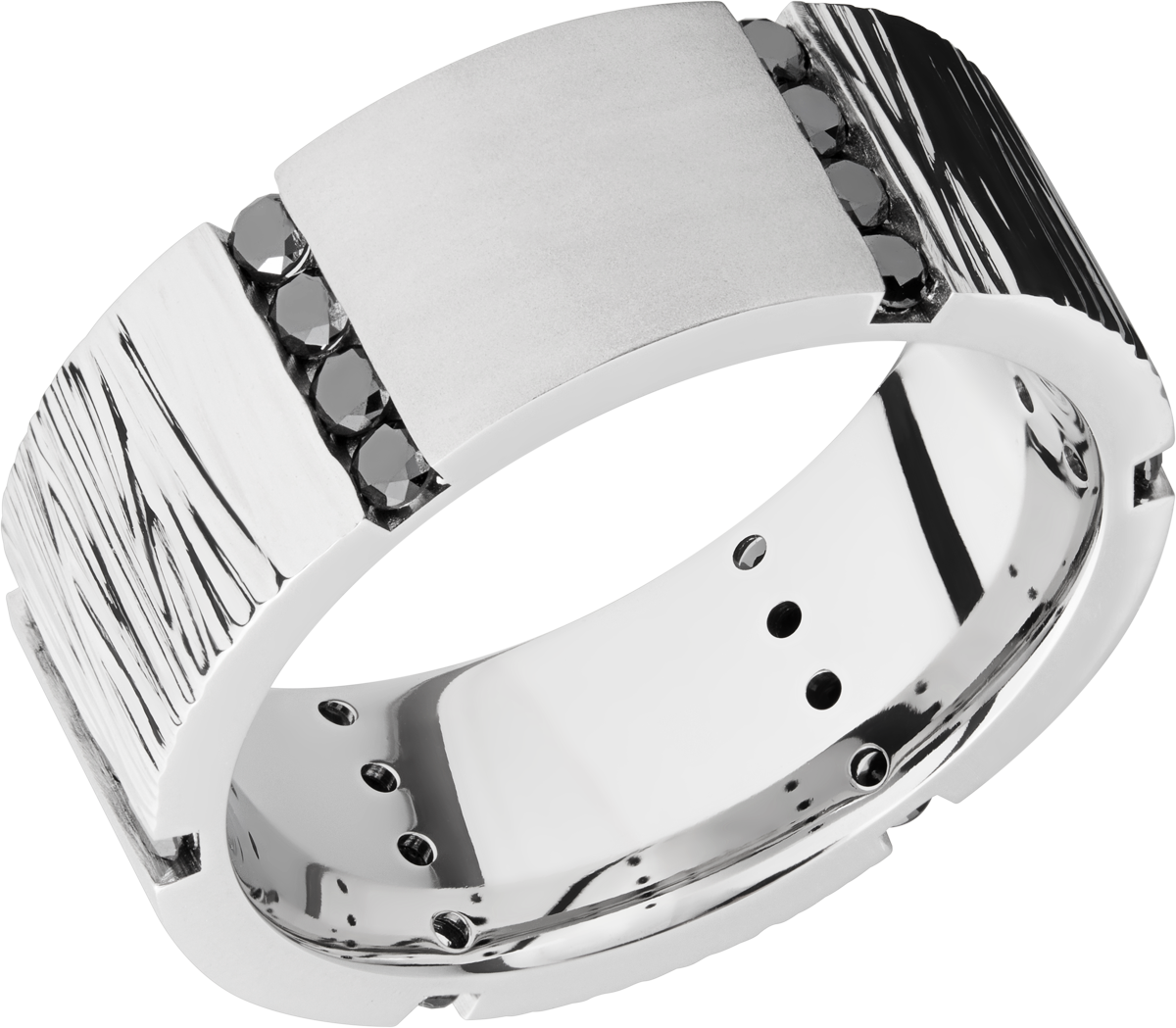 Cobalt chrome 8.5mm flat band with 24, .04ct channel-set black diamonds