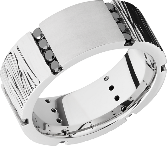 Cobalt chrome 8.5mm flat band with 24, .04ct channel-set black diamonds