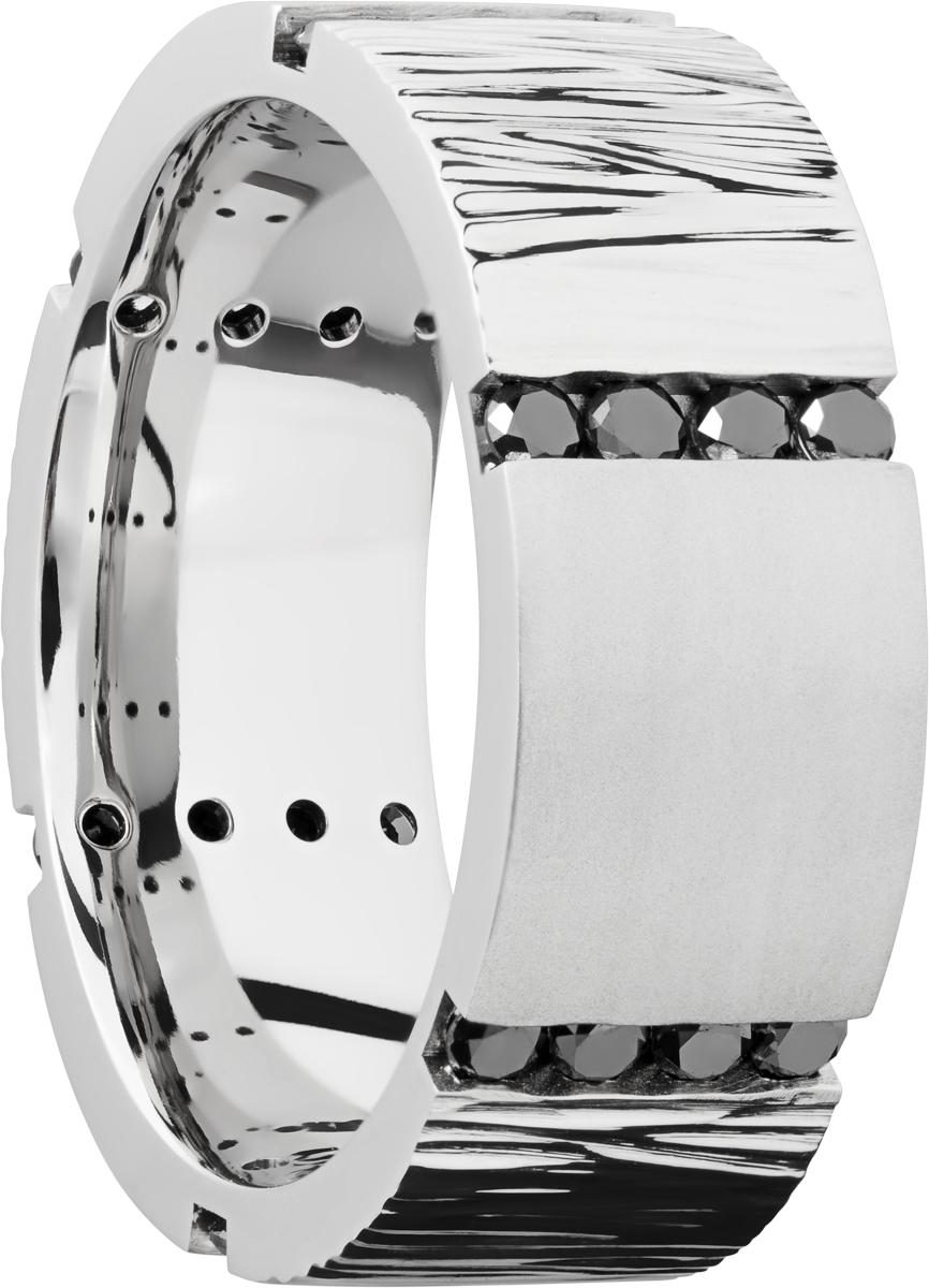 Cobalt chrome 8.5mm flat band with 24, .04ct channel-set black diamonds
