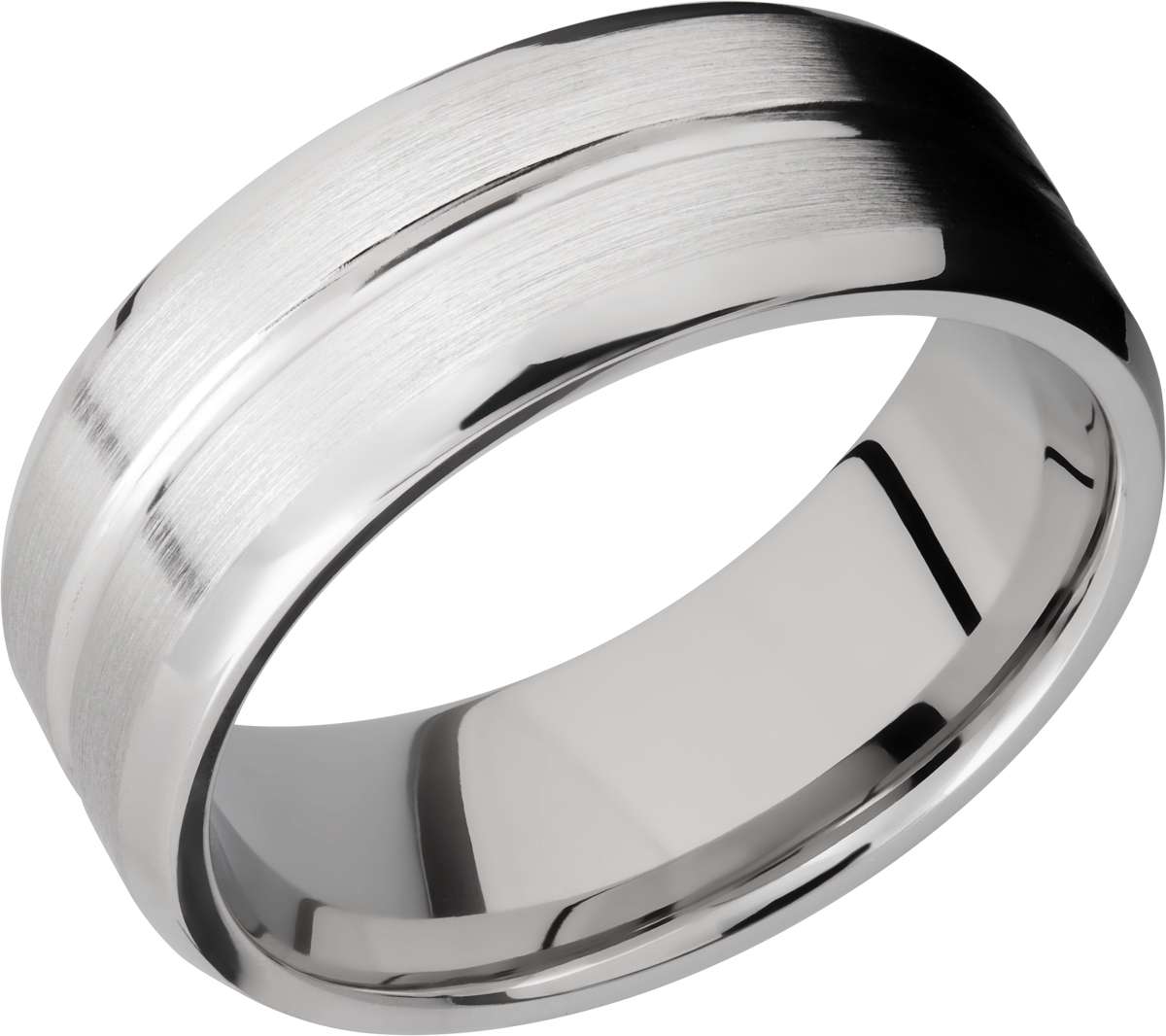 Cobalt chrome 8mm beveled band with a 1mm groove