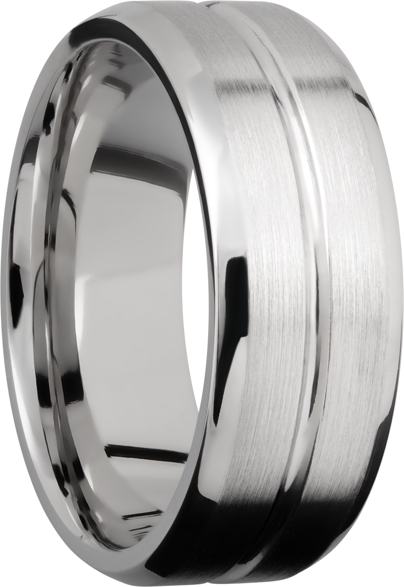 Cobalt chrome 8mm beveled band with a 1mm groove