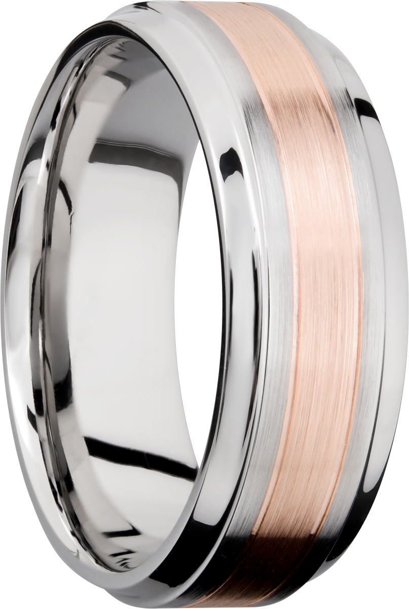 Cobalt chrome 8mm with an inlay of 14k rose gold