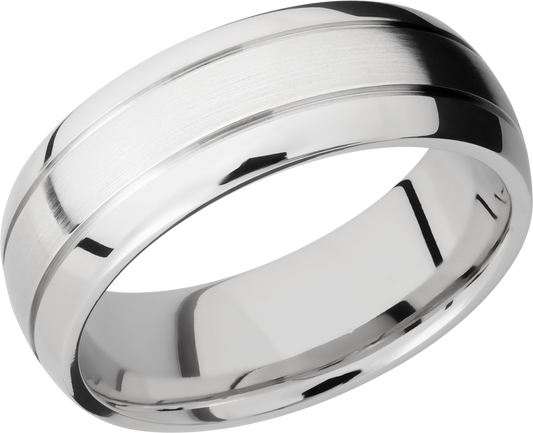 Cobalt chrome 8mm domed band with 2, .5mm grooves