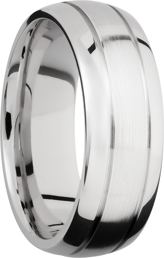 Cobalt chrome 8mm domed band with 2, .5mm grooves