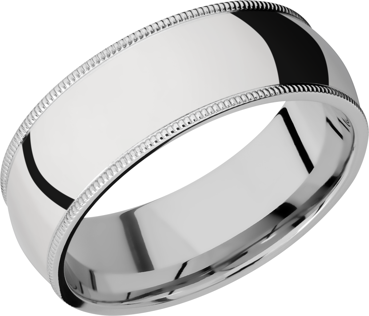 Cobalt chrome 8mm domed band with milgrain detail