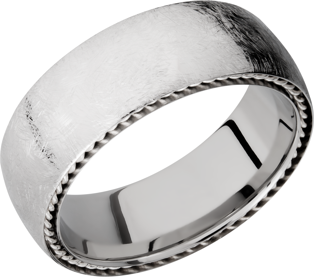 Cobalt chrome 8mm domed band with sterling silver sidebraid