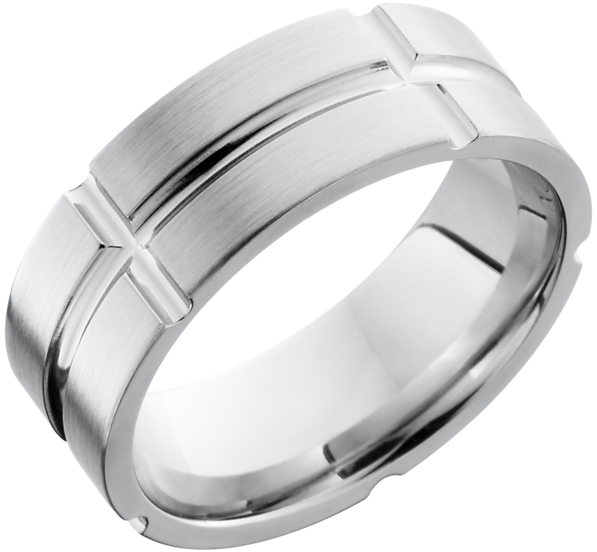 Cobalt chrome 8mm flat band with segmented detail