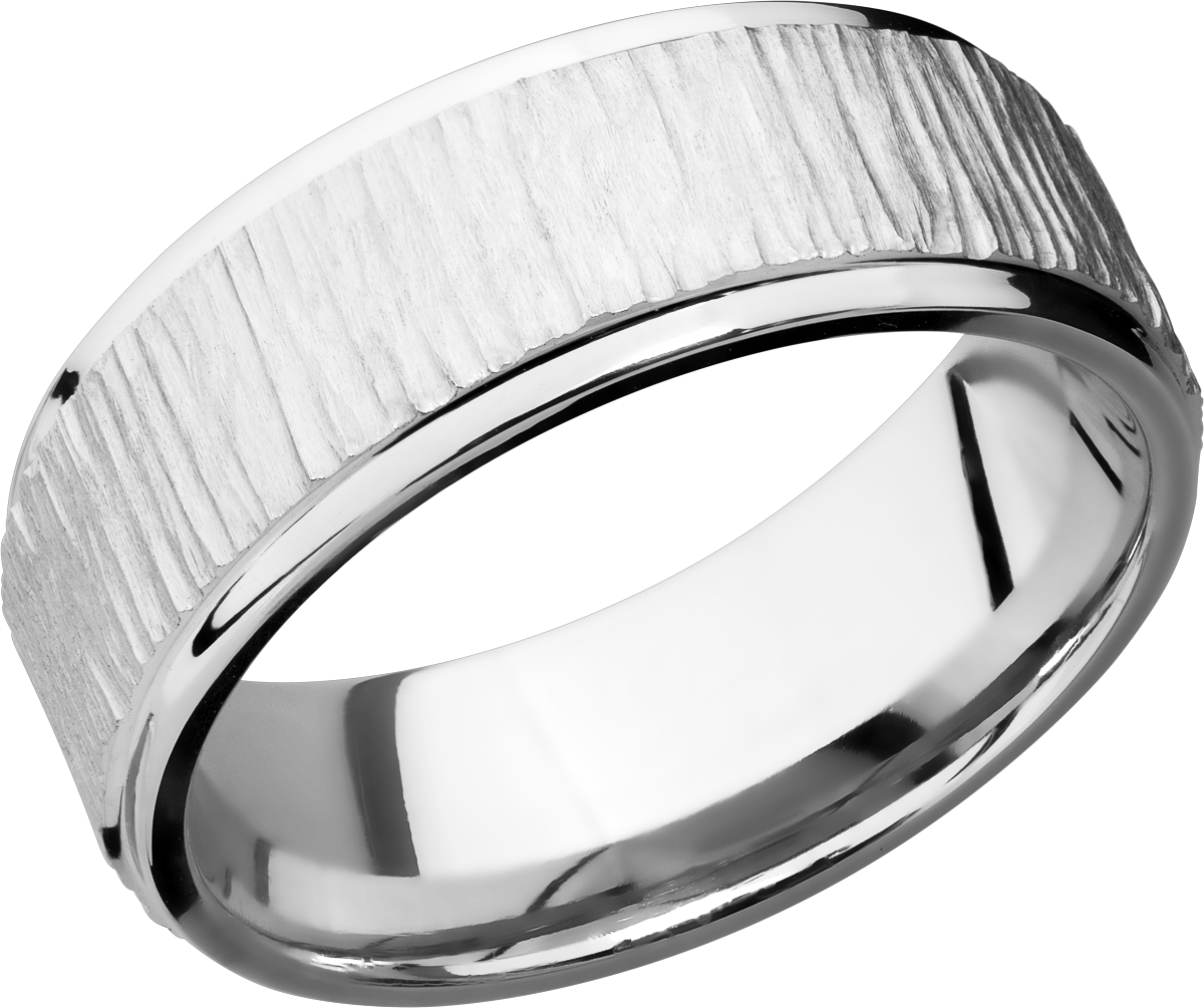 Cobalt chrome 8mm flat band with grooved edges
