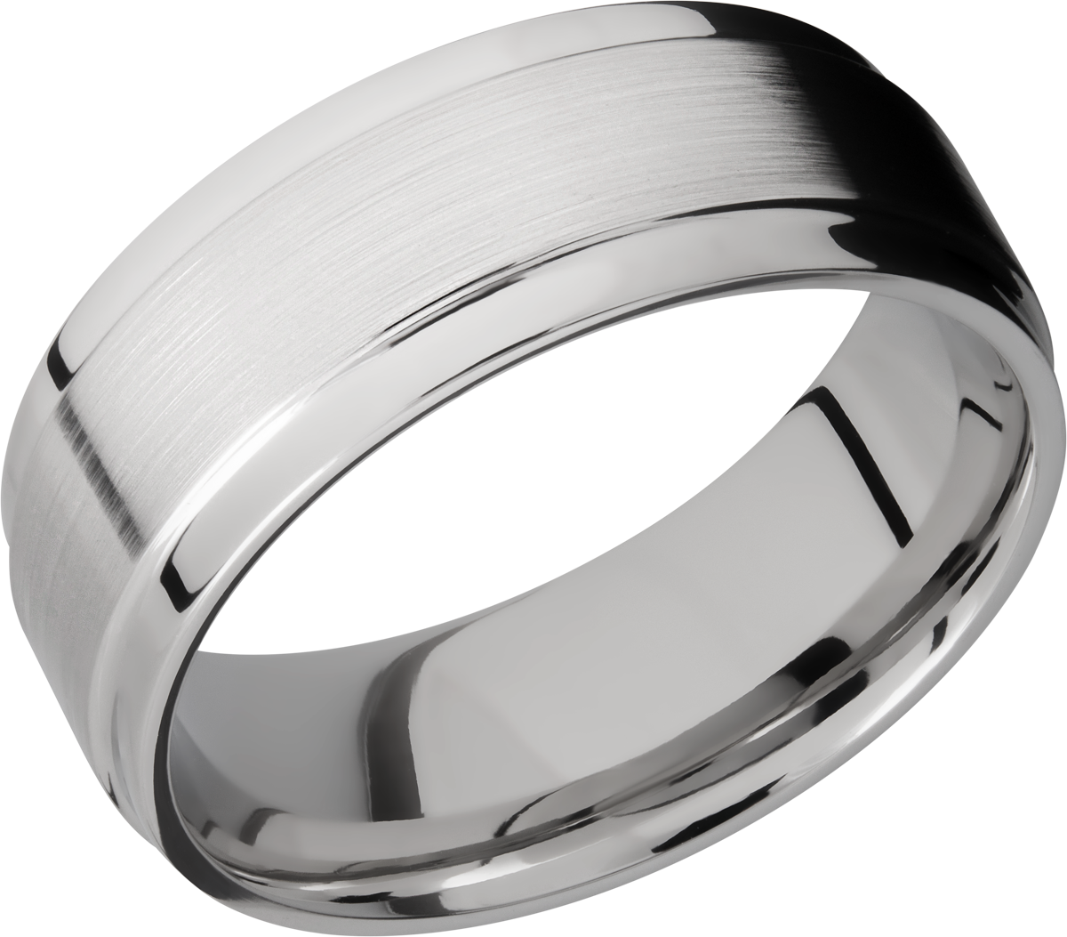 Cobalt chrome 8mm flat band with grooved edges