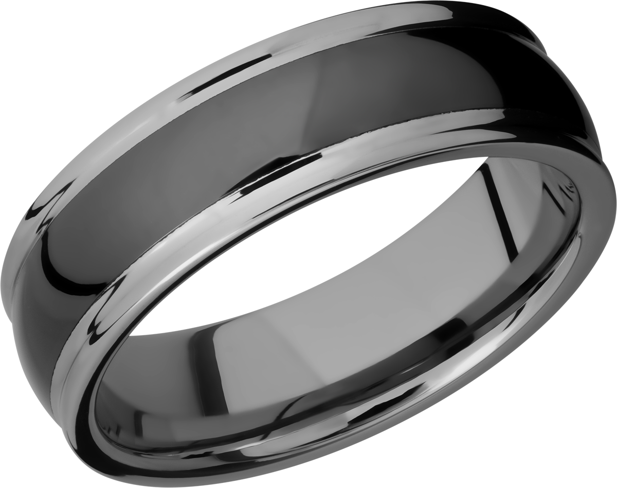 Tungsten and Ceramic 7mm domed band with rounded edges