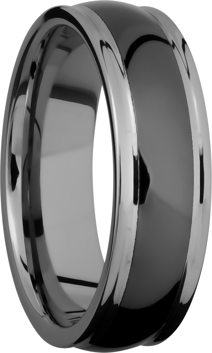 Tungsten and Ceramic 7mm domed band with rounded edges