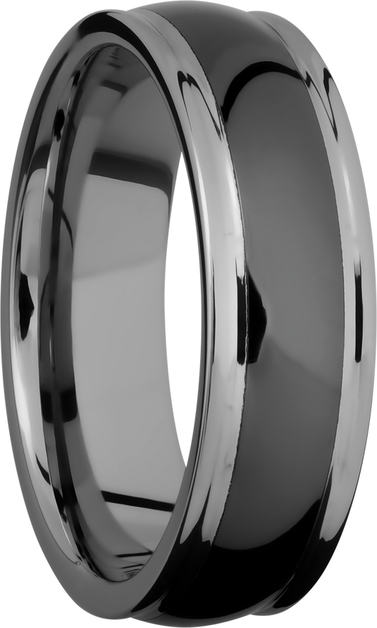 Tungsten and Ceramic 7mm domed band with rounded edges