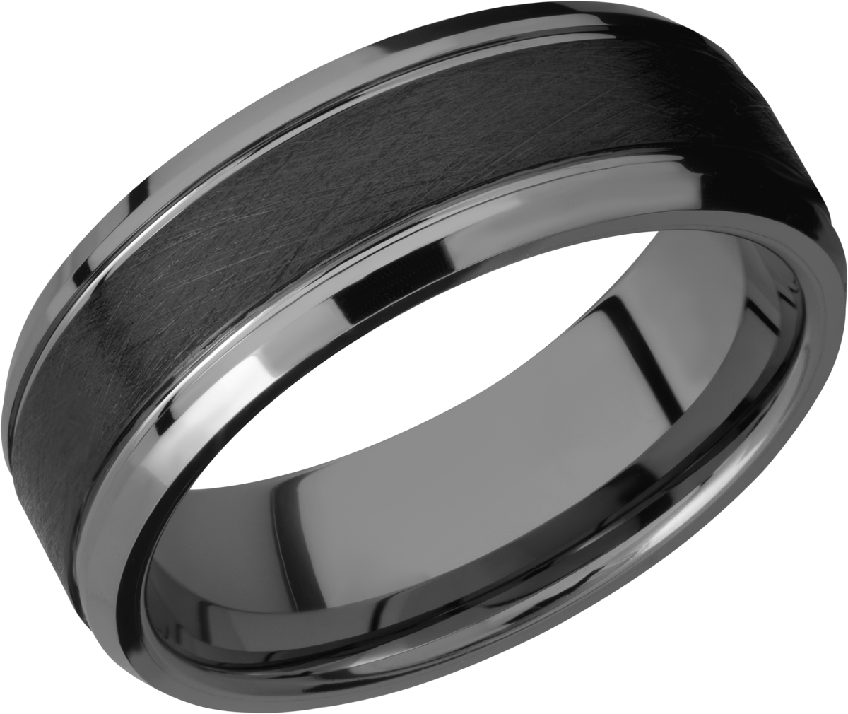 Tungsten Ceramic 8mm flat band with beveled edges