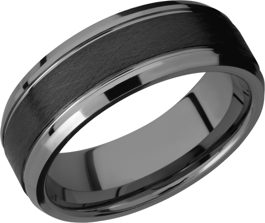 Tungsten Ceramic 8mm flat band with beveled edges