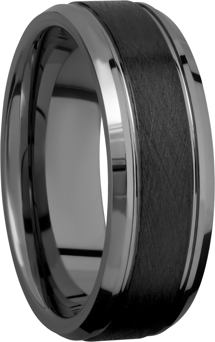 Tungsten Ceramic 8mm flat band with beveled edges