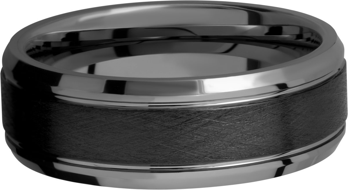 Tungsten Ceramic 8mm flat band with beveled edges