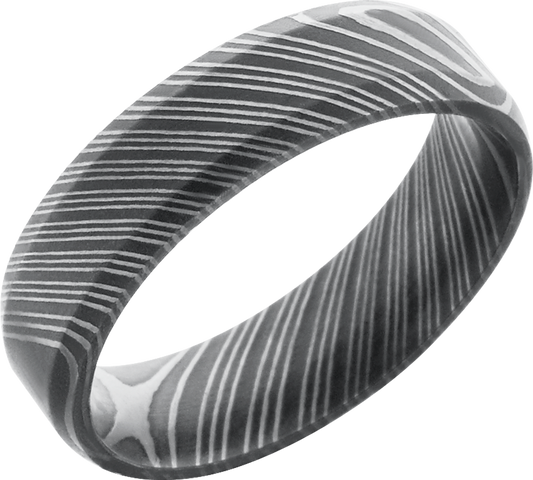 Handmade 6mm Damascus steel beveled band