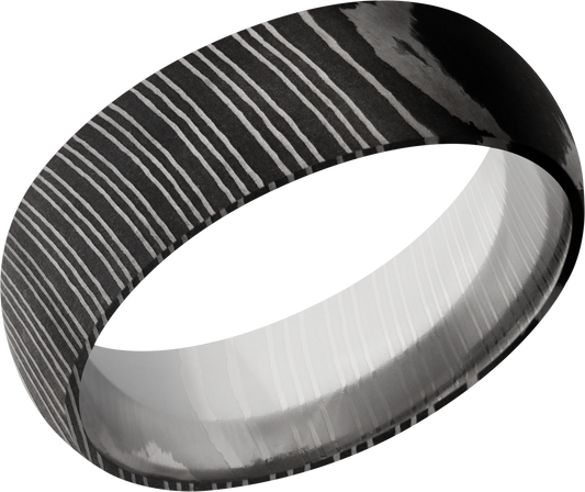 Handmade 7mm Damascus steel domed band