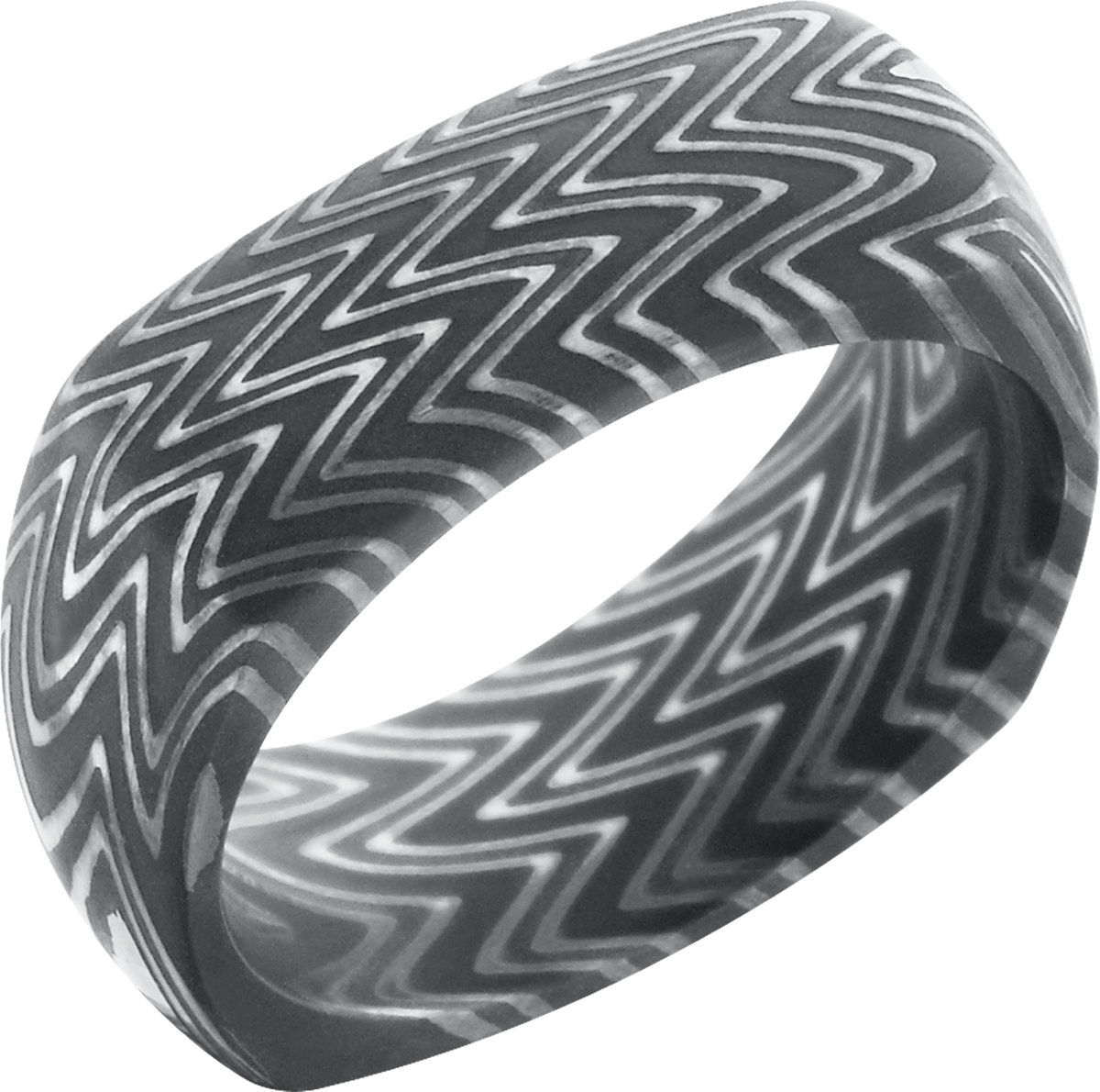 Handmade 8mm zebra Damascus steel square band