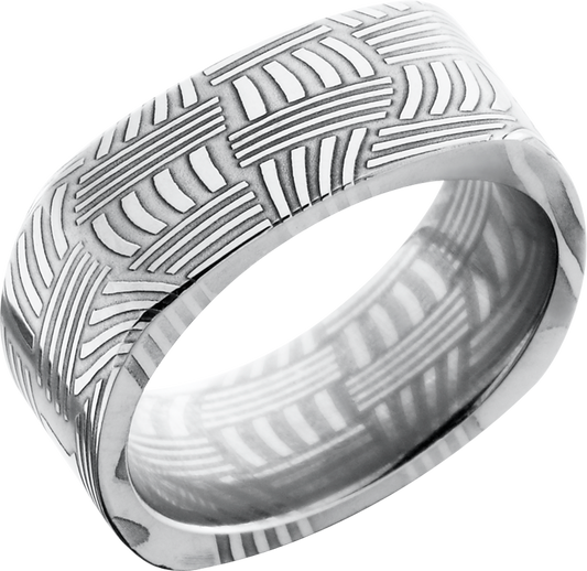 Handmade 8mm basket Damascus steel flat square band