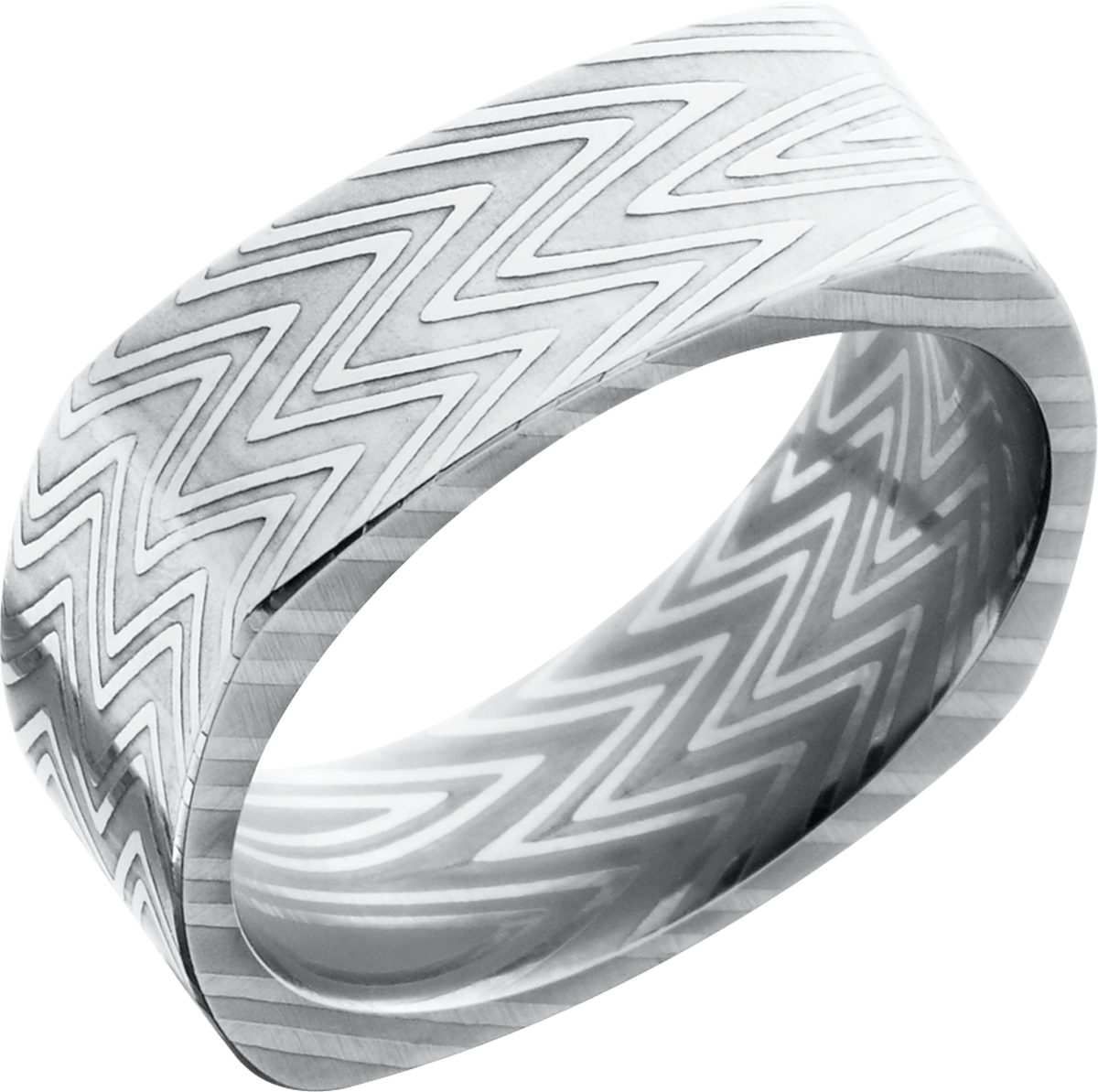 Handmade 8mm zebra Damascus steel flat square band