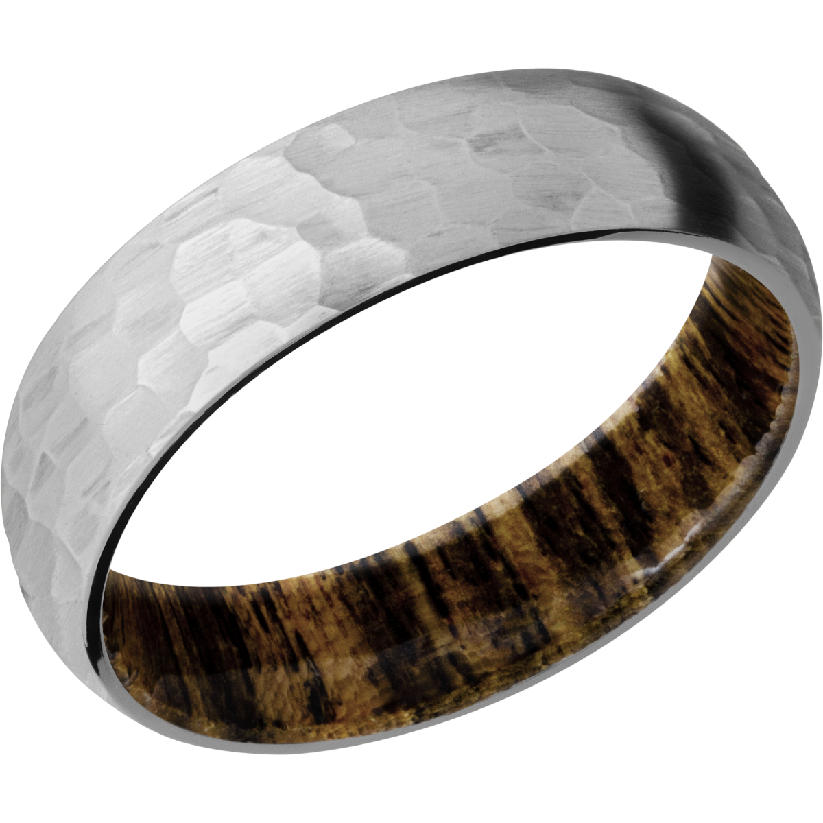 Titanium 6mm domed band with a sleeve of Bocote hardwood