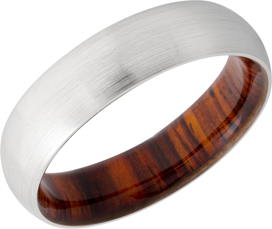 Cobalt chrome 6mm domed band with a hardwood sleeve of Desert Ironwood