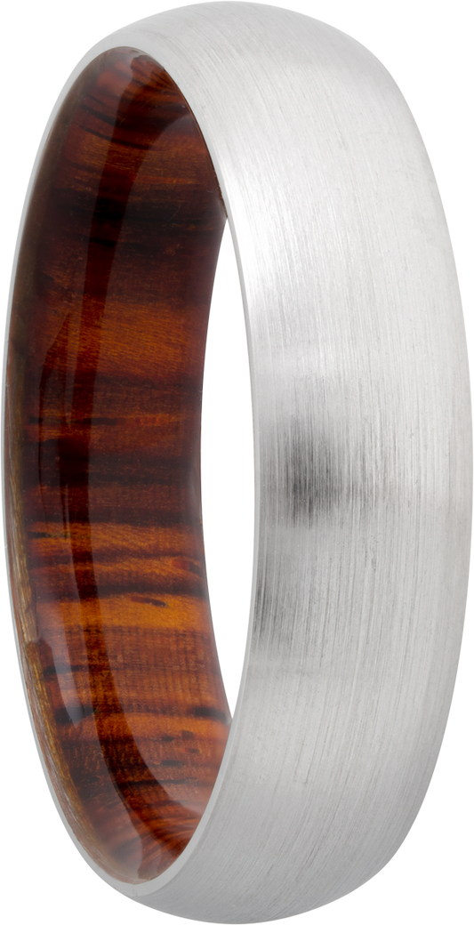 Cobalt chrome 6mm domed band with a hardwood sleeve of Desert Ironwood