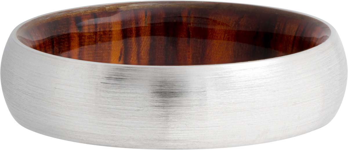 Cobalt chrome 6mm domed band with a hardwood sleeve of Desert Ironwood