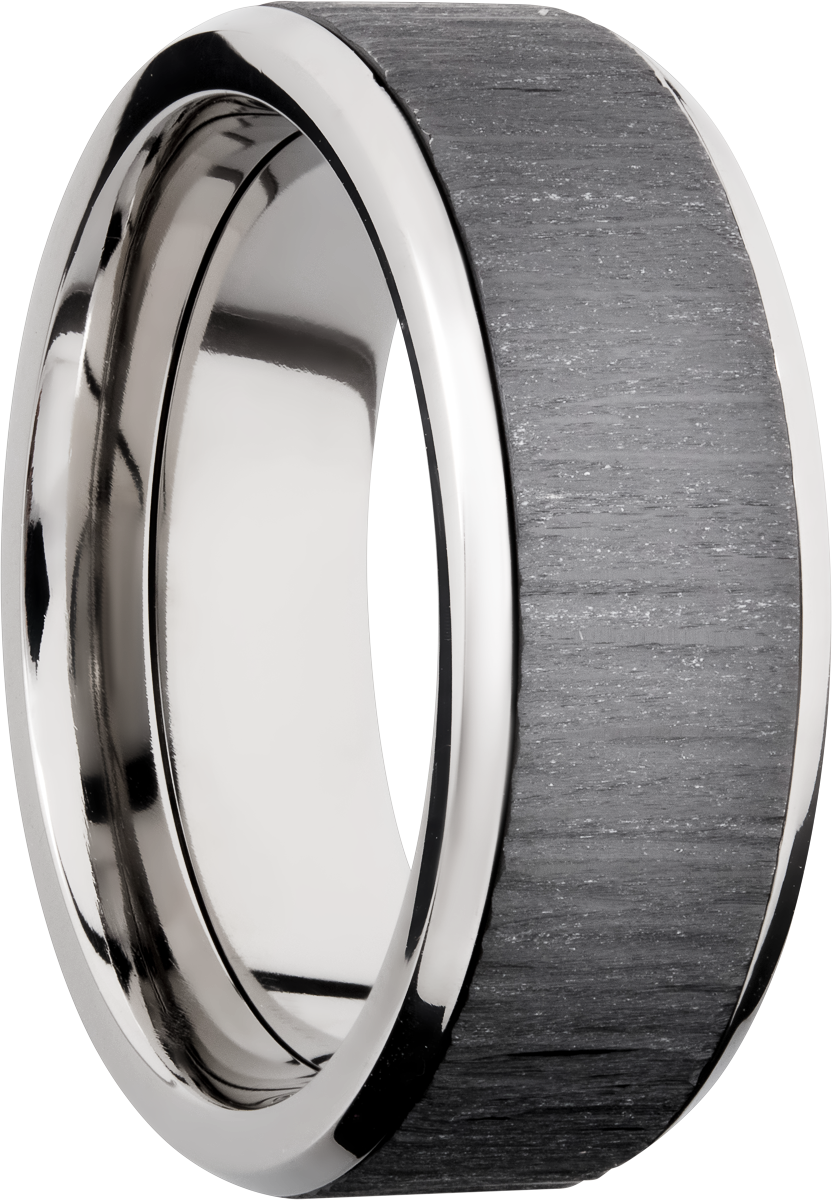 Titanium 8mm beveled band with an inlay of Zirconium