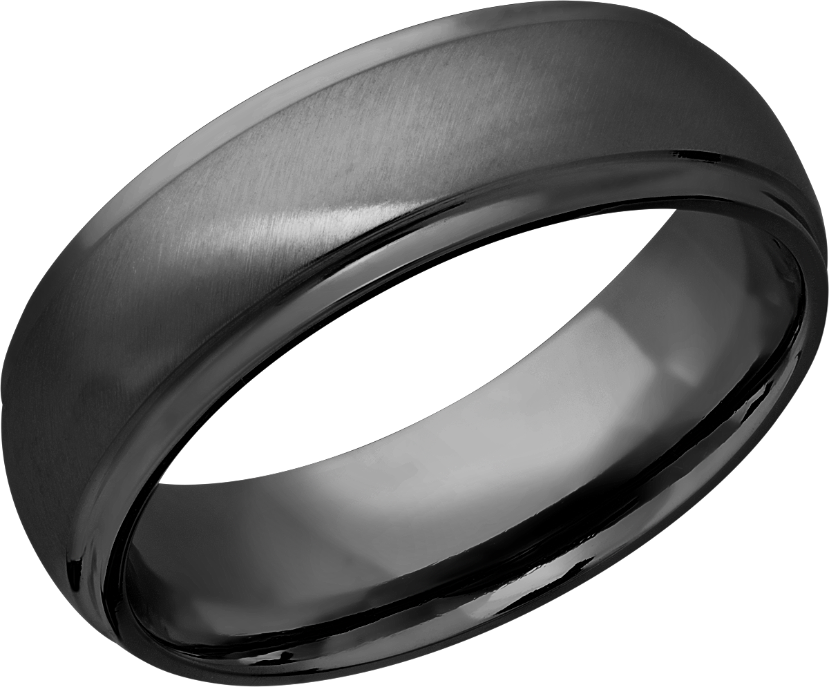 Zirconium 7mm domed band with grooved edges