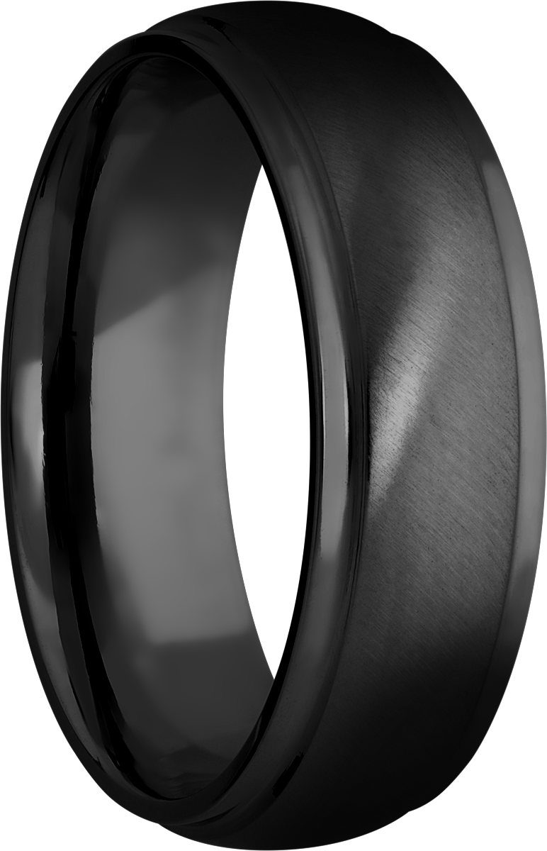 Zirconium 7mm domed band with grooved edges