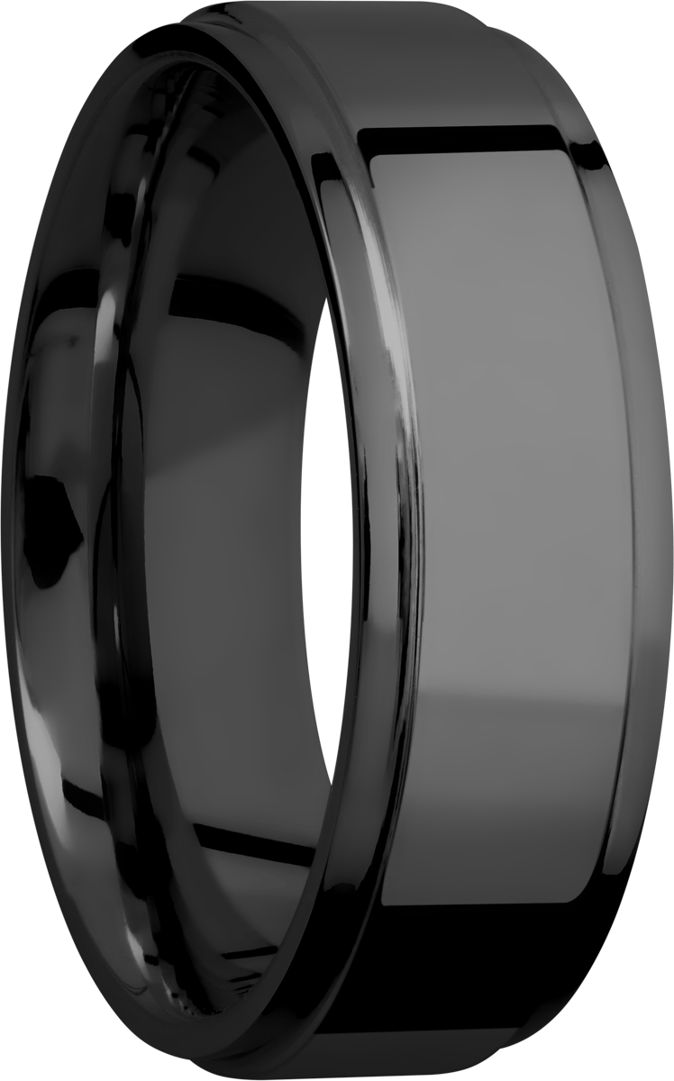 Zirconium 7mm flat band with grooved edges