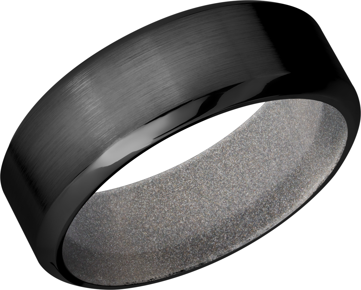 Zirconium 8mm band with a Bright Nickel Cerakote sleeve