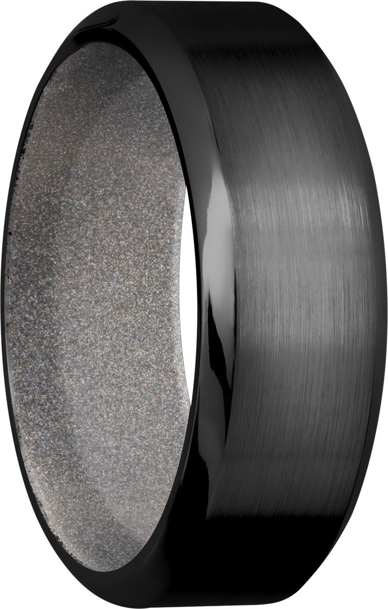 Zirconium 8mm band with a Bright Nickel Cerakote sleeve