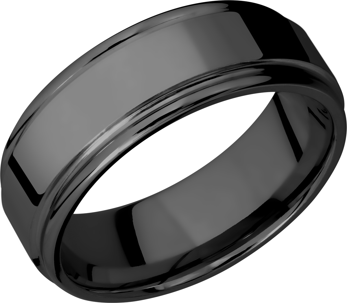 Zirconium 8mm flat band with slightly rounded edges