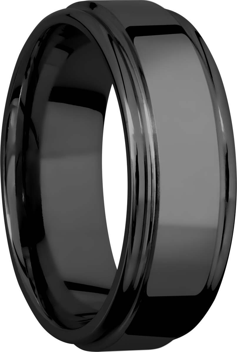 Zirconium 8mm flat band with slightly rounded edges