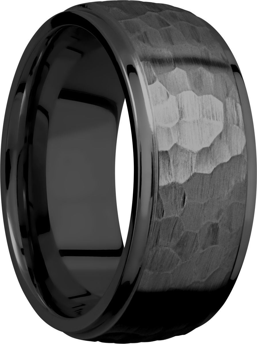 Zirconium 9mm domed band with grooved edges