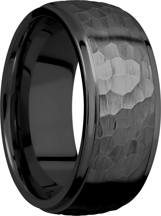 Zirconium 9mm domed band with grooved edges